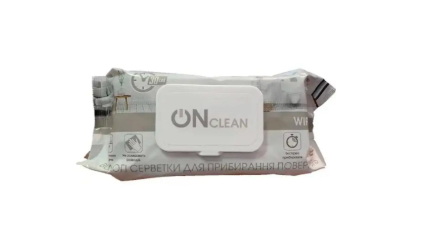 Серветки для прибирання «ONclean wipes» (ONclean серветки)» в м‘якій упаковці, 120 шт